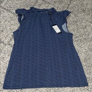 Adrianna Papell Blue Textured Sleeveless Blouse